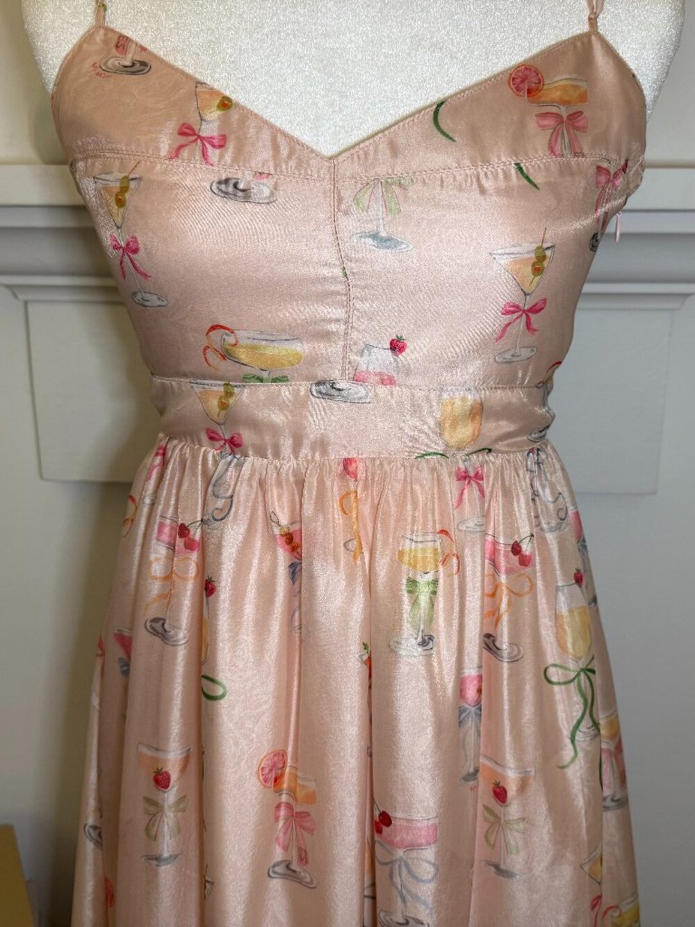 En Saison NWT Pink Cocktail Print Satin Midi Dress S - Picture 3 of 13